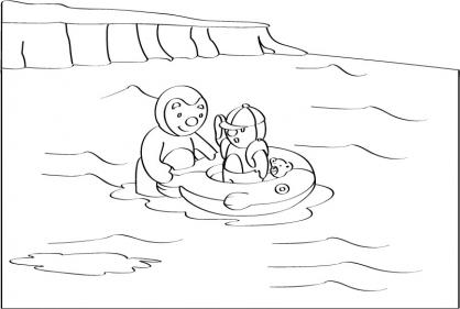 coloriage t choupi et sa soeur se baignent